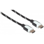 MANHATTAN opletený kabel HDMI s Ethernetem, HEC, ARC, 3D, 4K, stíněný, 1m, Black/White