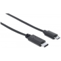 MANHATTAN kabel Hi-Speed USB-C, Type-C Male to Micro-B Male, 2m, černý