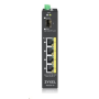 Zyxel RGS100-5P 5-port Gigabit PoE switch, 4x GbE + 1x SFP, PoE budget 120W, DIN rail/Wall mount,
