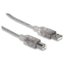 MANHATTAN Kabel USB 2.0 A-B propojovací 4,5m stříbrný