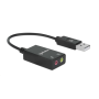 MANHATTAN USB 2.1 Sound Adapter, USB 2.0 to 3.5mm aux & mic black, Retail Box