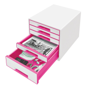 Zásuvkový box Leitz WOW metalický ružový