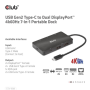 BAZAR Club3D Dokovací stanice USB Gen2 Type-C na Dual DisplayPort 4k60Hz 7-in-1 Portable Dock -