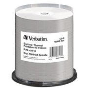 VERBATIM CD-R(100-Pack)Spindle/AZO/52x/700MB/Thermal Printable No ID Brand