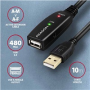 AXAGON ADR-210, USB 2.0 A-M -> A-F aktívny predlžovací / repeater kábel, 10m