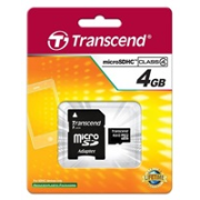 Karta TRANSCEND MicroSDHC 4GB Class 4 + adaptér