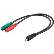 PREMIUMCORD Adaptér Jack 3,5 mm 4pin - 2x stereo Jack 3,5 mm, redukcia (M/2xF, 4 póly)