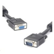 Predlžovací kábel PREMIUMCORD VGA 3 m (HD15M/F, dvojité tienenie, feritové jadrá), čierny