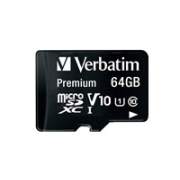 Karta VERBATIM MicroSDXC 64GB Premium, U1 + adaptér
