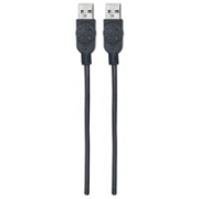 MANHATTAN USB kábel 2.0, typ A samec na typ A samec, 1 m, čierna