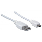 MANHATTAN Pripojovací kábel USB 2.0 A samec / Micro-B samec, 1 m, biely