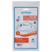 MANHATTAN Pripojovací kábel USB 2.0 A samec / Micro-B samec, 1.8 m, biela