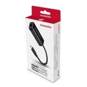 AXAGON ADE-SRC, USB-C 3.2 Gen 1 - Gigabit Ethernet sieťová karta, auto inštal, čierna