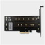 AXAGON PCEM2-D, PCIe x4 - M.2 NVMe M-key + SATA B-key slot adaptér, vrátane. LP