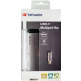 VERBATIM 49140 Multiportový HUB USB-C, 2x USB 3.0, 1x USB-C, HDMI, šedý dok