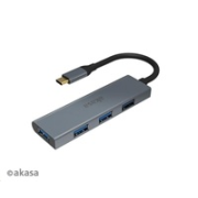 AKASA Hub USB-C 4x USB 3.0 port, hliník