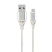 GEMBIRD CABLEXPERT USB 2.0 AM na MicroUSB (AM/BM), 1 m, opletený, bielo-strieborný, blister, PREMIUM