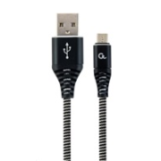 GEMBIRD CABLEXPERT USB 2.0 AM na MicroUSB (AM/BM), 2 m, opletený, čiernobiely, blister, PREMIUM