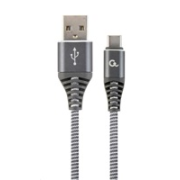 GEMBIRD CABLEXPERT USB 2.0 Kábel AM na typ C (AM/CM), 1 m, opletený, sivý a biely, blister, PREMIUM