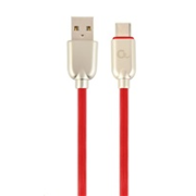 GEMBIRD CABLEXPERT USB 2.0 Kábel AM na typ C (AM/CM), 1 m, pogumovaný, červený, blister, PREMIUM