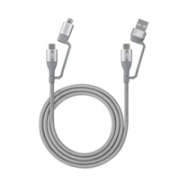 MANHATTAN kábel 4 v 1, nabíjací a synchronizačný kábel USB, 480 Mb/s, 3A/60W, 1 m, opletený dizajn,