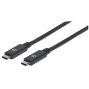 Kábel Manhattan USB-C, USB 3.1 Gen 2, USB-C samec na USB-C samec, 10 Gb/s, 5 A, 1 m, čierna