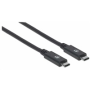 Kábel Manhattan USB-C, USB 3.1 Gen 2, USB-C samec na USB-C samec, 10 Gb/s, 5 A, 1 m, čierna