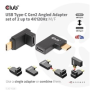 Club3D set adapterů USB-C Gen2 angled adapter set of 2, 4K120Hz, 240W, (M/F)