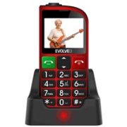 BAZAR - EVOLVEO EasyPhone FM, mobilní telefon pro seniory s nabíjecím stojánkem (červená barva) - Po