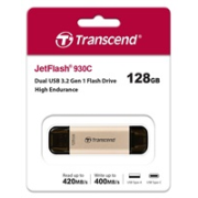 TRANSCEND Flash disk 128GB JetFlash®930C, TLC, USB 3.2/USB typu C (R:420/W:400 MB/s) čierna