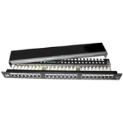 19" Patch panel LYNX 24port, STP, Cat6, 30µm, duální svorkovnice, černý