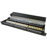 19" Patch panel XtendLan 24port, STP, Cat5E, krone, černý - LED vyhledávání