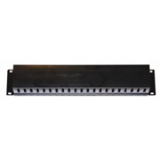 19" vyvazovací panel 2U, kovový s plastovým krytem, 90x45mm, průchozí, černý