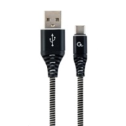 GEMBIRD CABLEXPERT USB 2.0 Kábel AM na typ C (AM/CM), 2 m, opletený, čiernobiely, blister, PREMIUM