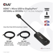 Club3D Adaptér HDMI + Micro USB na DisplayPort 4K120Hz/8K30Hz, Active Adapter M/F