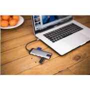 VERBATIM 49142 Multiportový HUB USB-C, 3x USB 3.0, 1x USB-C, HDMI, LAN, SD, microSD, šedý dok