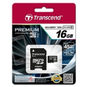 Karta TRANSCEND MicroSDHC 16GB Premium, Class 10 UHS-I 300x + adaptér