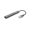 TRUST HALYX Hub, hliníkový 4-portový mini USB hub, 10 cm