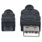 MANHATTAN Pripojovací kábel USB 2.0 A samec / Micro-B samec, 1.8 m, čierna