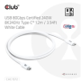 Club3D Kabel USB4 Typ-C, 80Gbps, Certifikovaný kabel, 4K540Hz, 8K240Hz, 16K60Hz, PD 240W, 1.2m, bílá