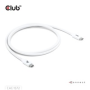 Club3D Kabel USB4 Typ-C, 80Gbps, Certifikovaný kabel, 4K540Hz, 8K240Hz, 16K60Hz, PD 240W, 1.2m, bílá
