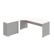 Pracovný stôl Gate, ergo, pravý, 180x75,5x200 cm, biela/sivá
