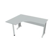 Pracovný stôl Cross, ergo, pravý, 160x75,5x120 cm, sivá/kov