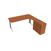 Pracovný stôl Flex, ergo, ľavý, 180x75,5x200,0 (80x40) cm, čerešňa/kov