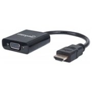 MANHATTAN Prevodník HDMI na VGA (HDMI samec na VGA samica, čierny, Polybag)