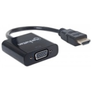 MANHATTAN Prevodník HDMI na VGA (HDMI samec na VGA samica, čierny, Polybag)