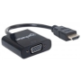 MANHATTAN Prevodník HDMI na VGA (HDMI samec na VGA samica, čierny, Polybag)