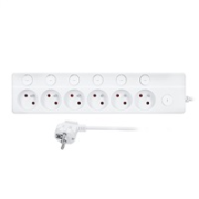 Solight 6z prodlužovací přívod, 3m, 3 x 1mm2, bílý, 6+1 vypínač
