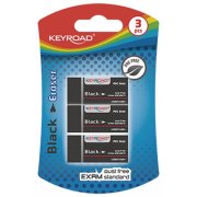 Guma KEYROAD Black 3ks blister čierna