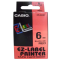 páska CASIO XR-6RD1 Black On Red Tape EZ Label Printer (6mm)